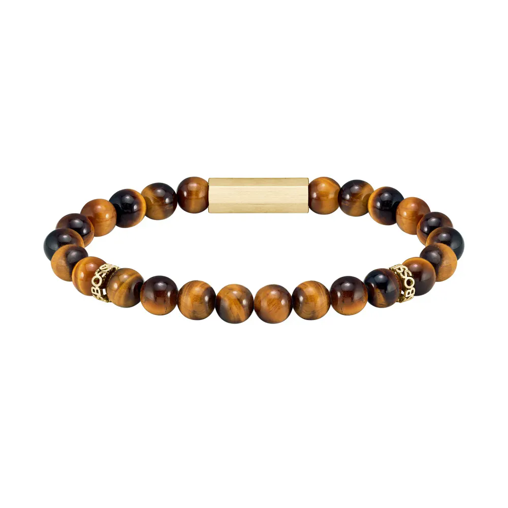BOSS Gents BOSS Tiger Eye Beaded Bracelet detail 3