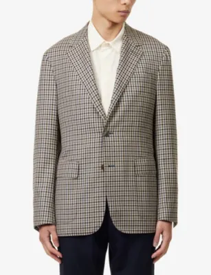 DUNHILL Checked Single-Breasted Wool Blazer detail 3