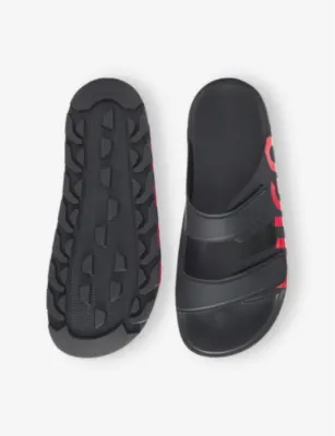 HUGO Logo-Print Double-Strap Slip-On Rubber Sandals - EUR 42 / 8 UK MEN detail 3