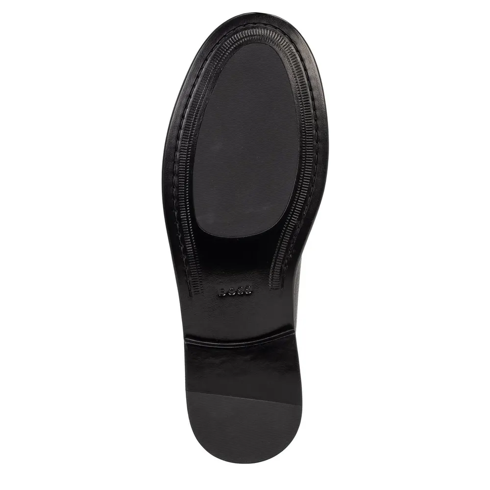 Boss Mens BOSS Leather Slip-on Loafers with Embossed Logo (Tevan) detail 3