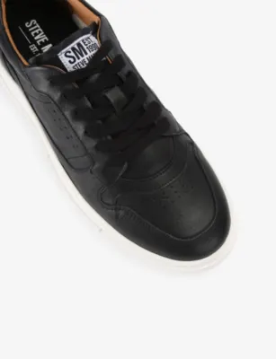 STEVE MADDEN Cliff Leather Trainers - EUR 42 / 8 UK MEN in BLACK, additional product view 3