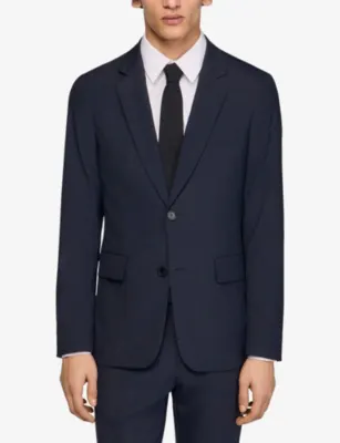 SANDRO Lapel-Collar Slim-Fit Stretch Wool-Blend Blazer detail 3