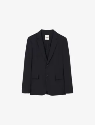 SANDRO Lapel-Collar Slim-Fit Stretch Wool-Blend Blazer