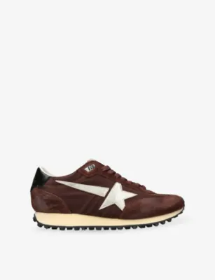 GOLDEN GOOSE Men’s Marathon Woven and Suede Trainers - EUR 41 / 7 UK MEN in Dark Brown – Mens | Trainers | Lace up trainers