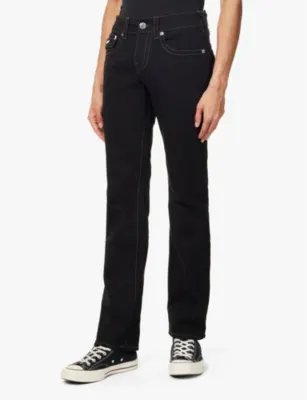 TRUE RELIGION Ricky Flap Big brand-patch straight-leg regular fit stretch-denim jeans detail 3