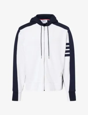 THOM BROWNE Contrast-Sleeve Cotton Hoody