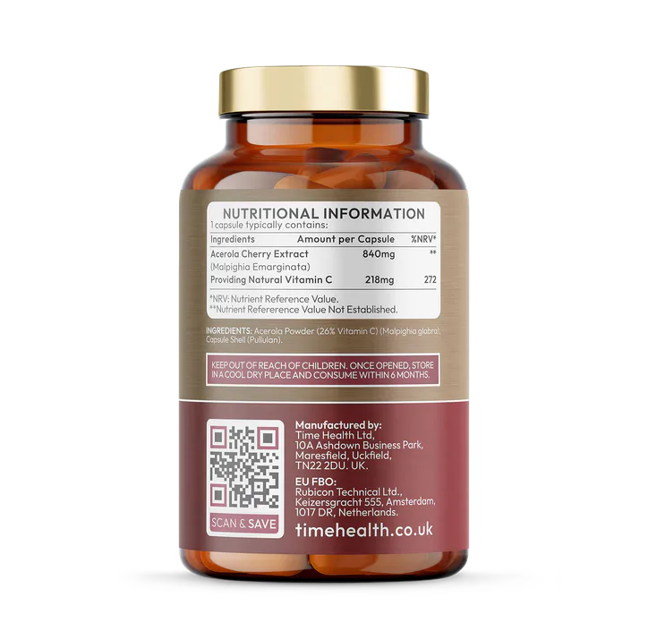 Time Health Acerola Cherry - 26% Wholefood Vitamin C - Immune Support detail 2