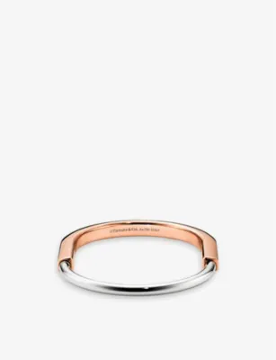 TIFFANY & CO Lock 18ct rose and white-gold bangle bracelet - XL detail 3