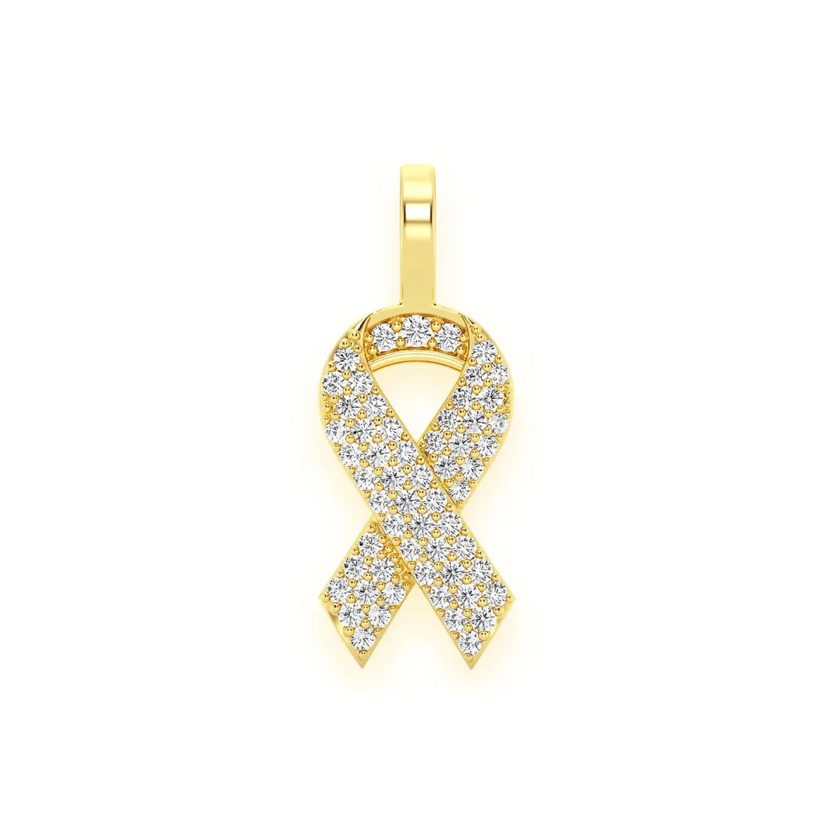 For Him Awareness Ribbon Diamond Pendant in Rose Gold / Lab Grown Diamond – Pendant