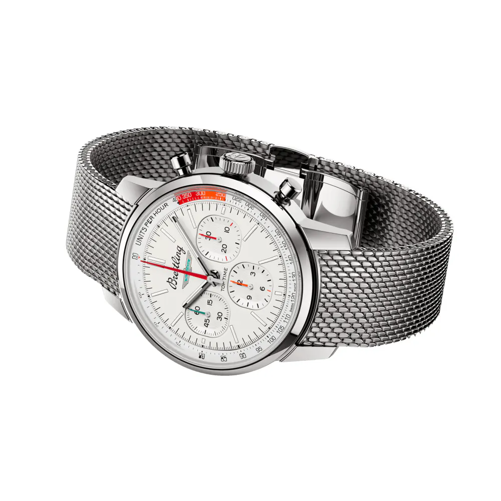 Breitling Top Time B01 Classic Cars Ford Thunderbird 41mm Mens Watch Mesh Strap detail 3