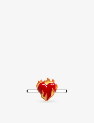 POUBEL Heart On Fire Whoop Sterling-Silver and Enamel Charm