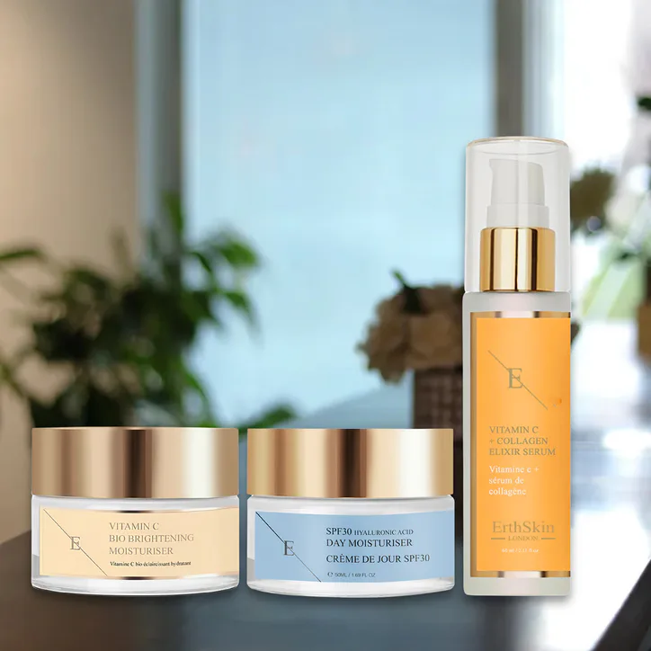 Erth Skin London VITAMIN C + COLLAGEN ELIXIR SERUM 60ML + Vitamin C Bio Brightening Moisturiser 50ml+SPF 30 Hyaluronic Acid Day Cream 50ml detail 2