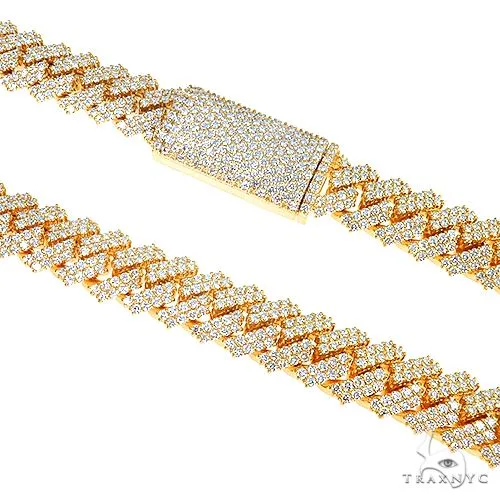 AHMED - MOON JEWELRY 2 Row Prong Set Diamond Cuban Chain 66885 in Rose – Chain