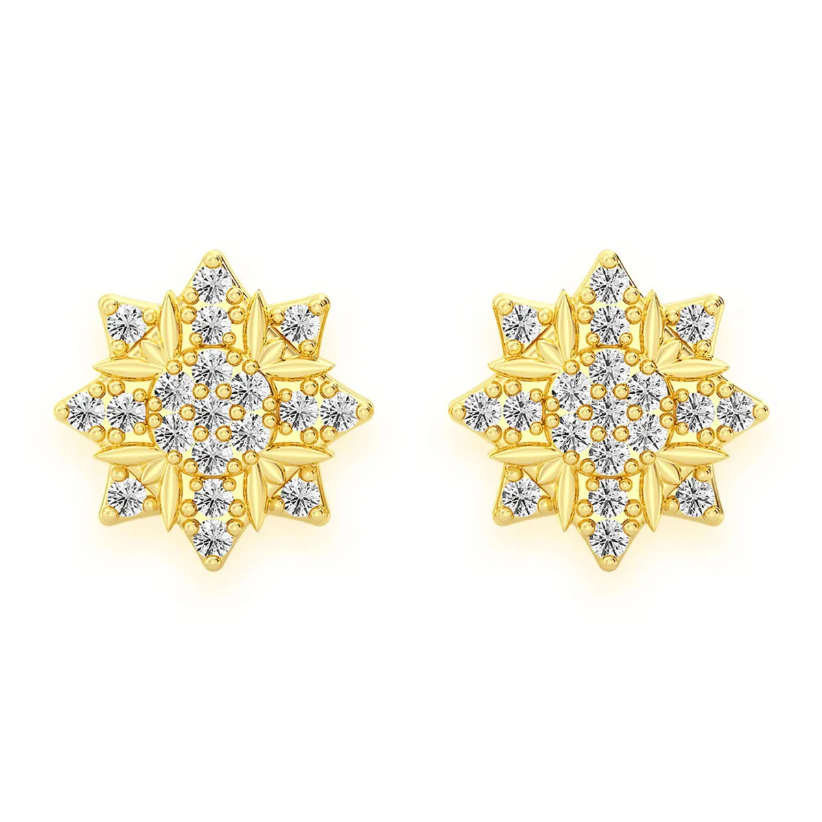 For Him Eight Point Star Diamond Studs in Classic / Rose Gold / Natural Diamond – Earring