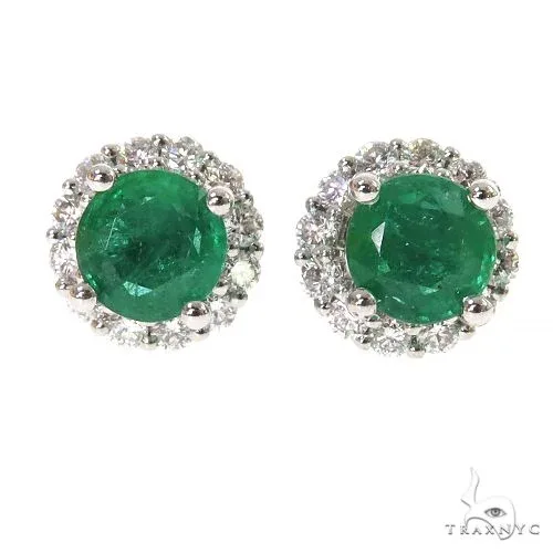 PIA - For Him GEMSTONES 18K Gold Diamond Emerald Stud Earrings 67356 in White – Earrings