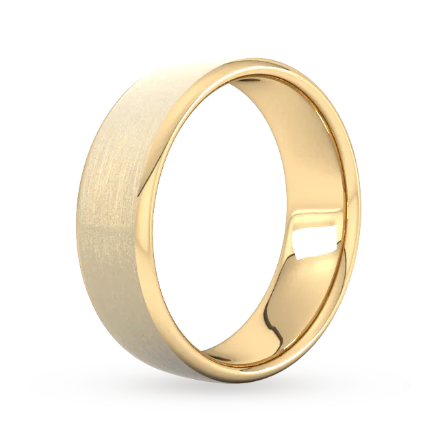 For Him 7mm Slight Court Heavy Matt Finished Wedding Ring In 18 Carat Yellow Gold detail 2