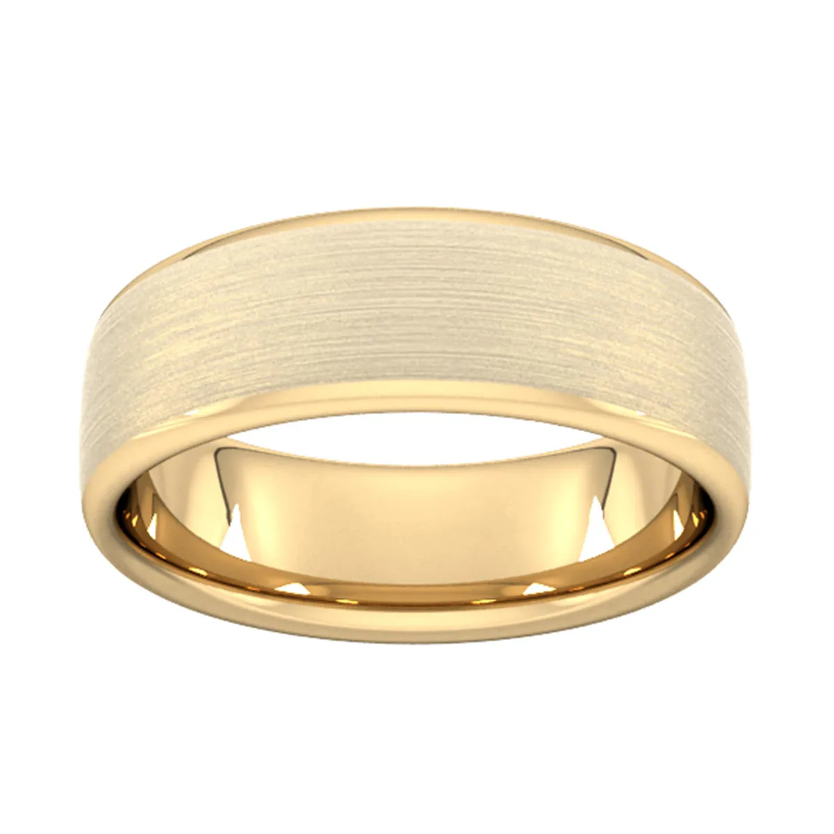 For Him 7mm Slight Court Heavy Matt Finished Wedding Ring In 18 Carat Yellow Gold