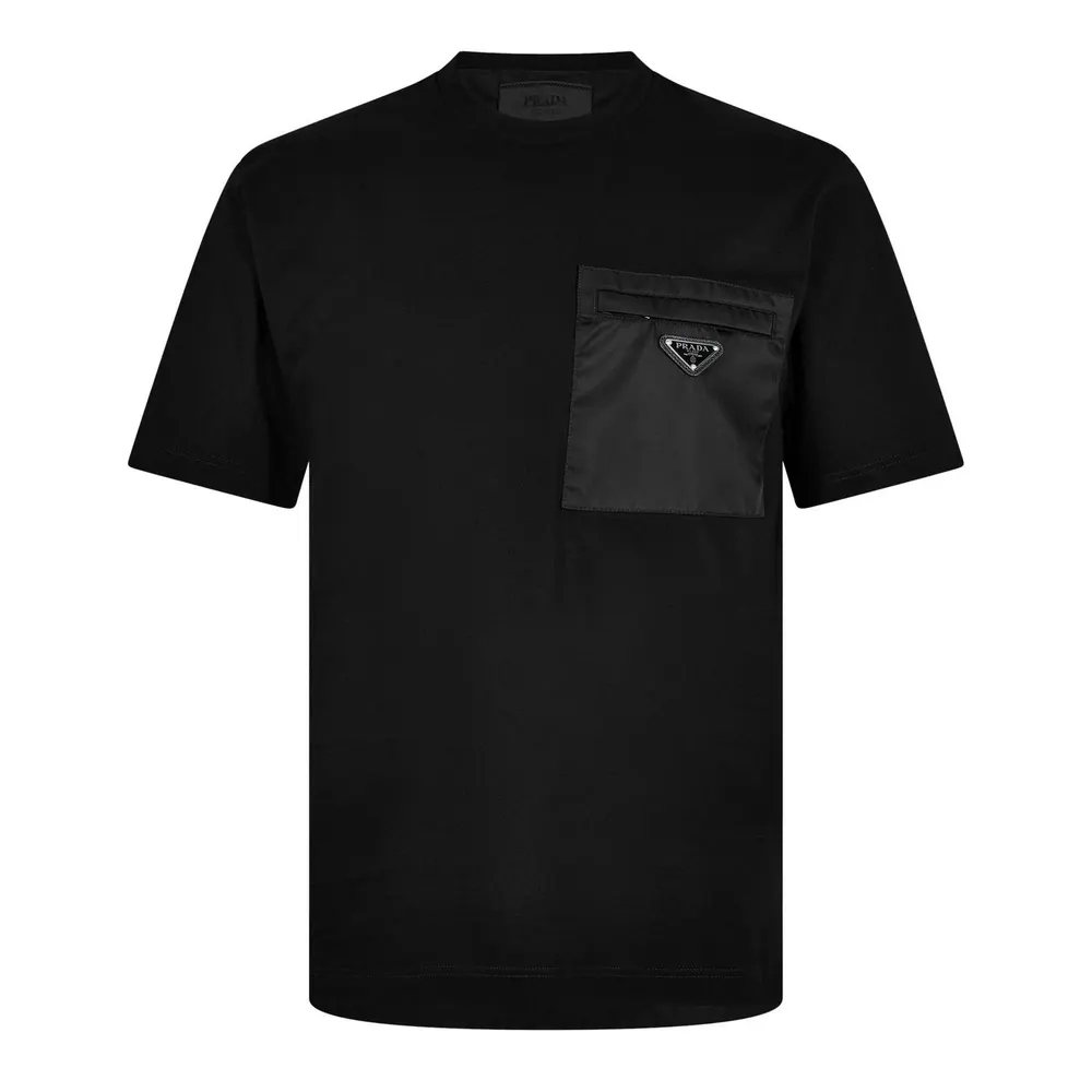 Prada Men'S Plain Cotton Badge Pocket T-Shirt