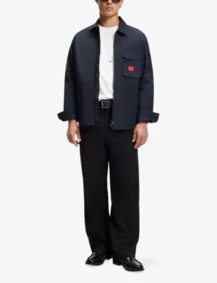 HUGO Brand-Patch Oversized-Fit Cotton-Blend Overshirt detail 2