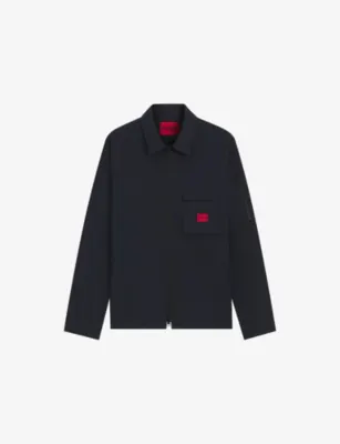 HUGO Brand-Patch Oversized-Fit Cotton-Blend Overshirt