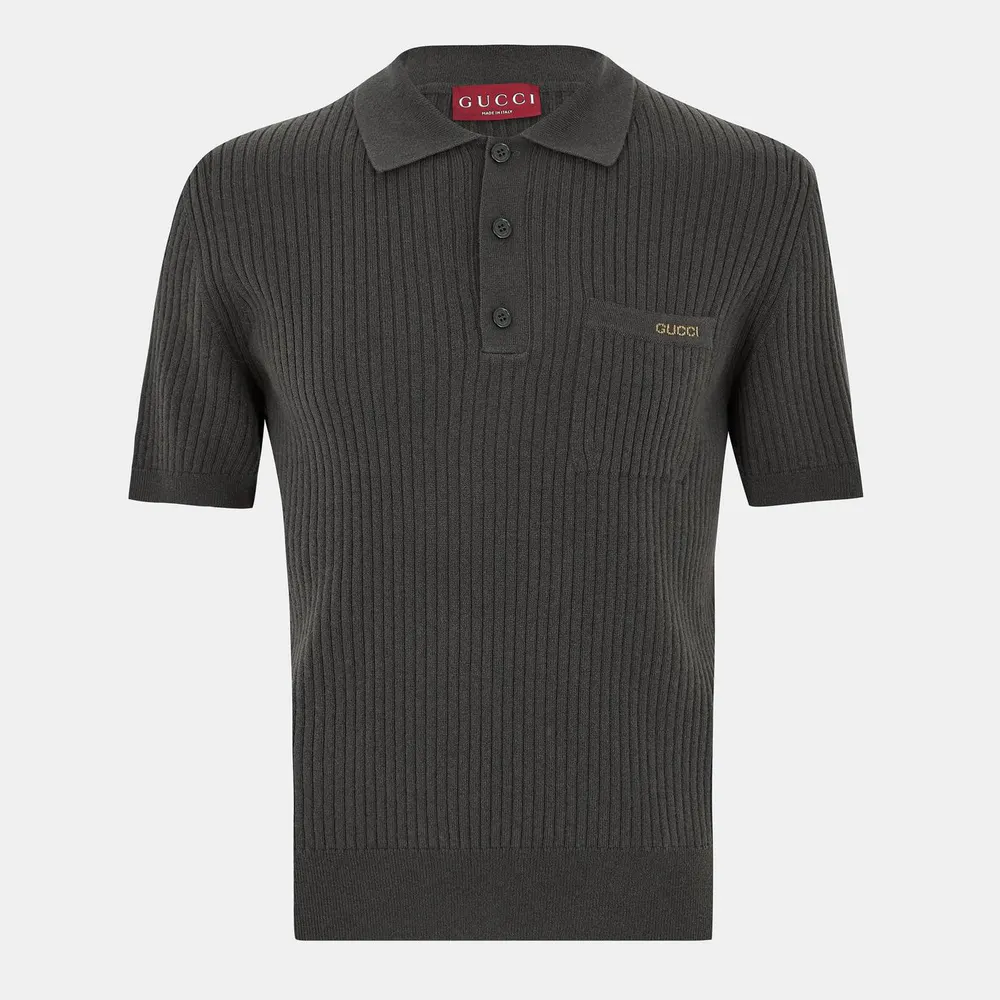 Gucci Mens Rib Knit Polo Shirt