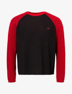 TWOJEYS Colour-Block Rib-Knit Cotton-Blend Jumper