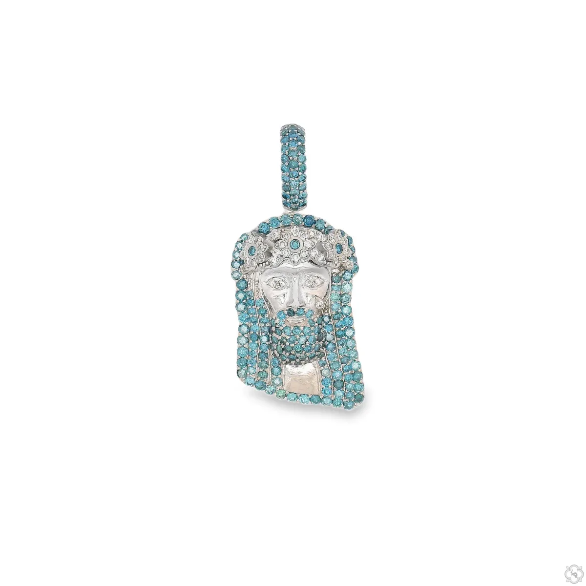 RINA - For Him CUSTOM For Him's Blue Diamond Jesus Head Pendant Mini 70191 in Rose Gold – Pendant