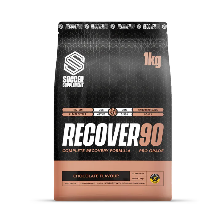 Soccer Supplement Recover90 Chocolate Recovery Protein Powder 30g Protein & 31g Carbs‚ - 14 Servings