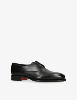 SANTONI Adrian Leather Derby Shoes - EUR 46 / 12 UK MEN in BLACK, additional product view 3