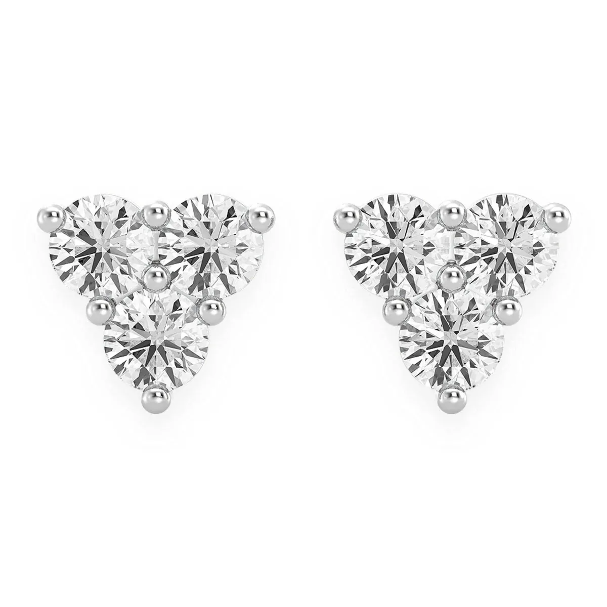 For Him Triangle Diamond Studs in Three-Stone / White Gold / Natural Diamond – Earring