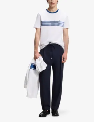 HUGO Striped Brand-Print Cotton-Jersey T-Shirt detail 2