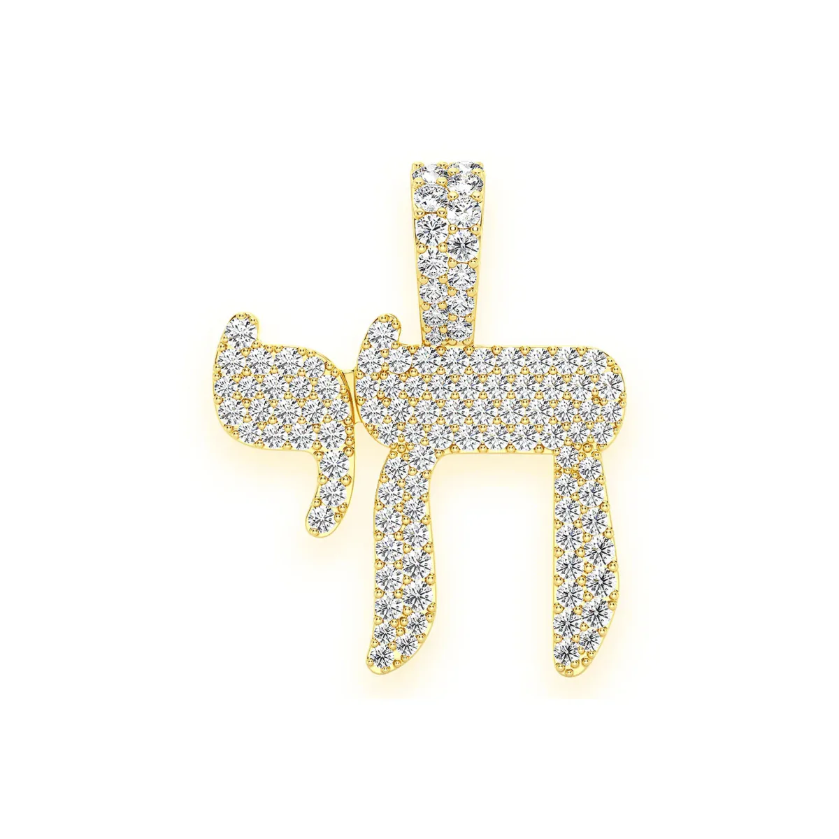 For Him Chai Hebrew Pendant in 0.75ctw / Yellow Gold / Natural Diamond – Pendant