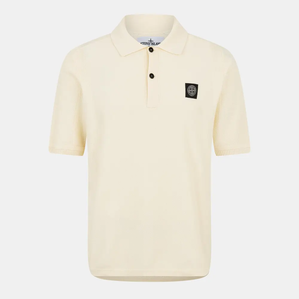 Stone Island Compass Patch Knit Polo Shirt