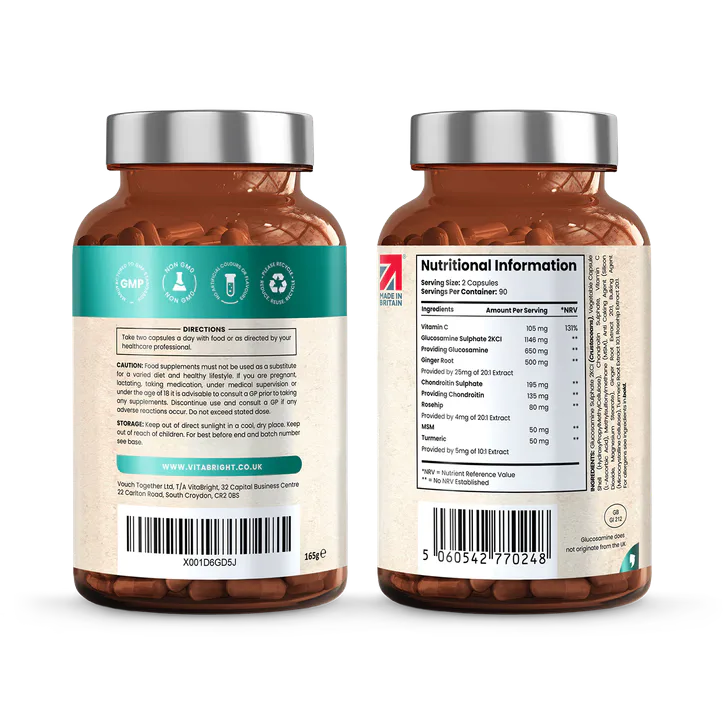 VitaBright Glucosamine, Chondroitin MSM 7-in-1 Complex - 2127mg per Serving - 180 Capsules detail 2
