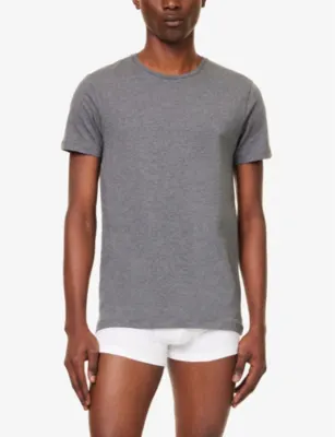 FALKE Crewneck ribbed-trim cotton-blend jersey T-shirts pack of two detail 2