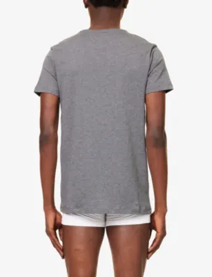 FALKE Crewneck ribbed-trim cotton-blend jersey T-shirts pack of two detail 3