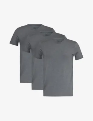 FALKE Crewneck ribbed-trim cotton-blend jersey T-shirts pack of two