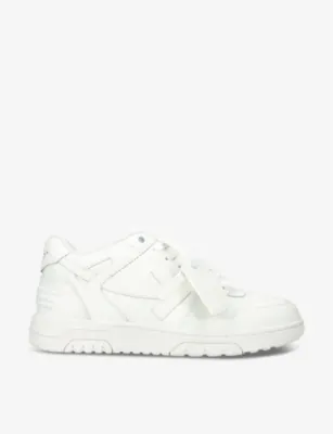 OFF-WHITE C/O VIRGIL ABLOH Out Of Office logo-embroidered leather low-top trainers - EUR 41 / 7 UK MEN in WHITE – Mens | Trainers | Lace up trainers
