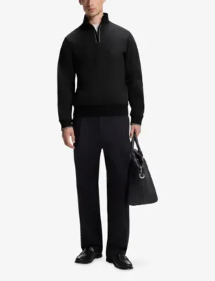 BOSS Funnel-Neck Half-Zip Cotton Sweatshirt detail 2