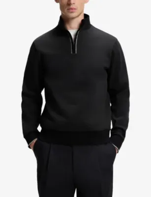 BOSS Funnel-Neck Half-Zip Cotton Sweatshirt detail 3
