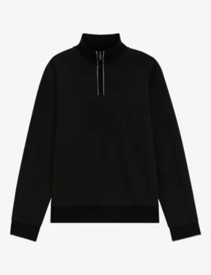 BOSS Funnel-Neck Half-Zip Cotton Sweatshirt