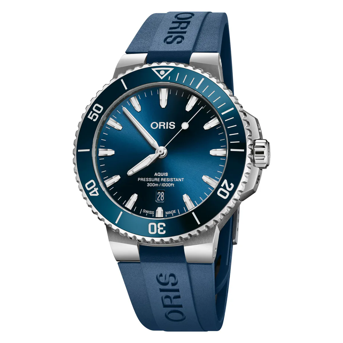 Oris Aquis Date 43.5mm Blue Strap Mens Watch