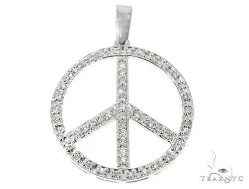 RINA - For Him FACTORY 14k White Gold Diamond Peace Symbol Pendant 64671 in Rose Gold – Pendant
