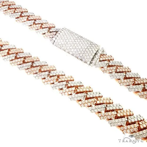 AHMED - MOON JEWELRY Two Tone Prong Set Diamond Cuban Chain 66852 – Chain