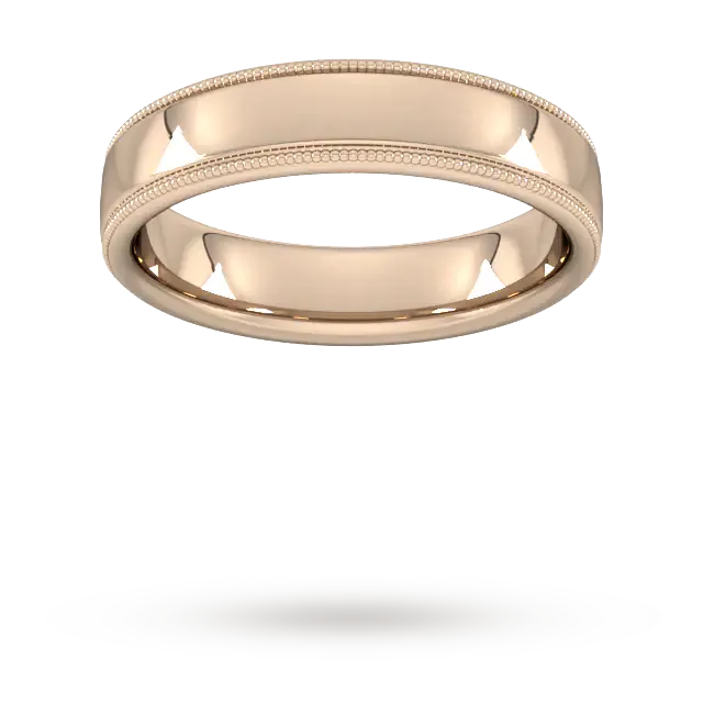 For Him 5mm Traditional Court Heavy Milgrain Edge Wedding Ring In 18 Carat Yellow Gold