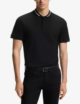 BOSS Baseball-Collar Short-Sleeved Cotton Polo Shirt detail 3
