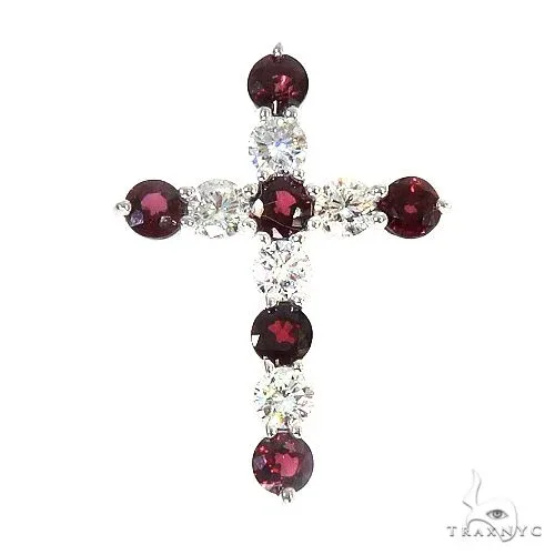 PIA - For Him GEMSTONES Blood Red Sapphire Diamond Cross 66991 in Rose – Pendant