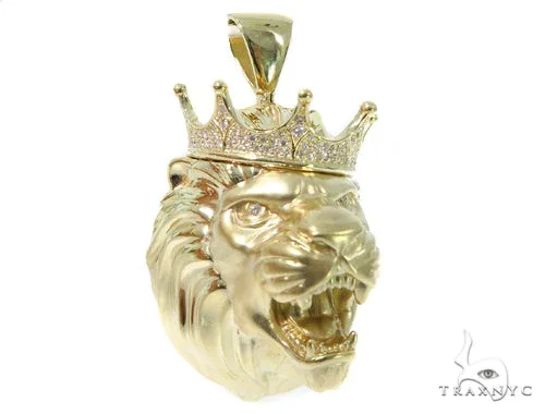 RINA - For Him FACTORY Large Crown Lion Head Diamond Pendant 49161 in Rose Gold – Pendant