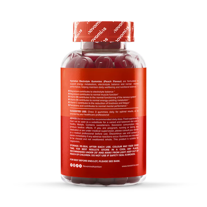 Novomins Hydration Electrolyte Gummies - 30 servings Peach 90 Gummies, additional product view 3