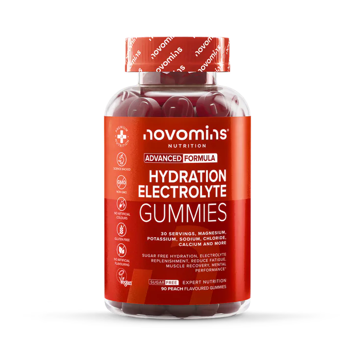 Novomins Hydration Electrolyte Gummies - 30 servings Peach 90 Gummies – Active Nutrition > Hydration & Gels > Electrolytes